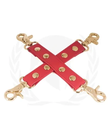 Spartacus PU Hog Tie w/Gold Hardware – Red