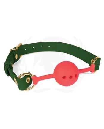 Spartacus Silicone Ball Gag w/Green PU Straps – 46 mm