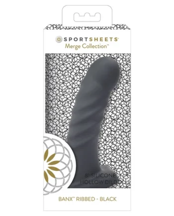 Sportsheets Merge Banx Ribbed Hollow Silicone Sheath Dildo - 8"