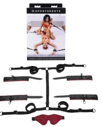 Sportsheets Saffron Travel-Friendly Adjustable Bondage Wrist & Ankle Cuffs Sex Restraint System – Red