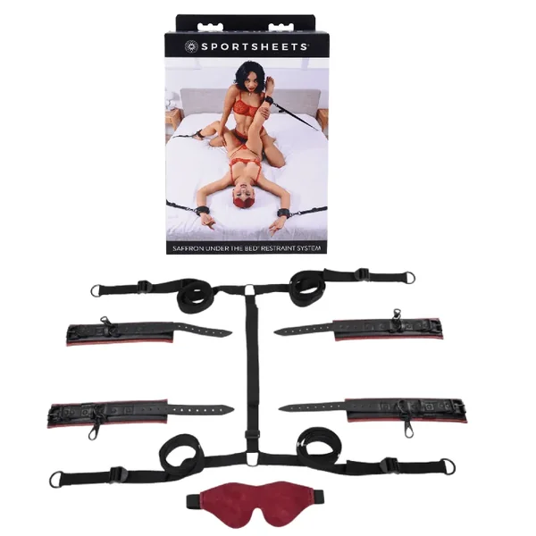 Sportsheets Saffron Travel-Friendly Adjustable Bondage Wrist & Ankle Cuffs Sex Restraint System – Red