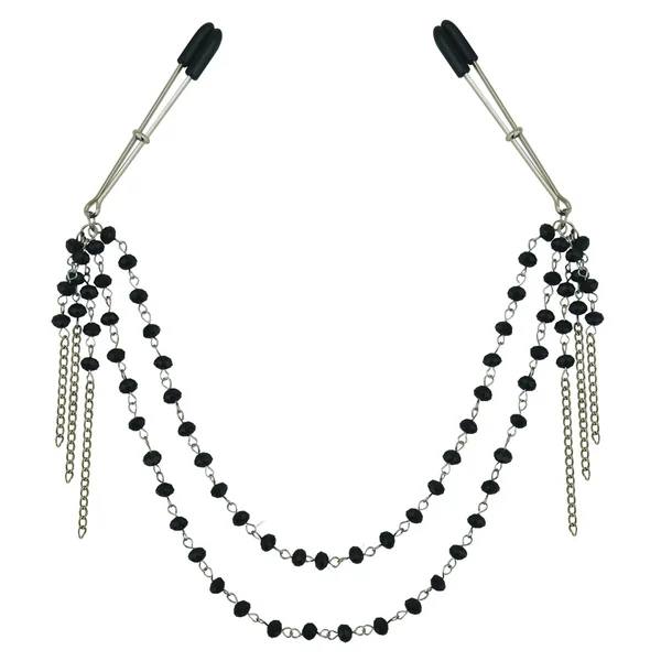 Sportsheets Sincerely Black Jewelled Tweezer Nipple Clips