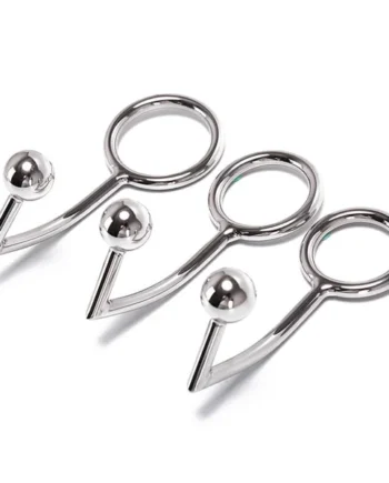 Stainless Steel Metal Anal Hook With Penis Ring