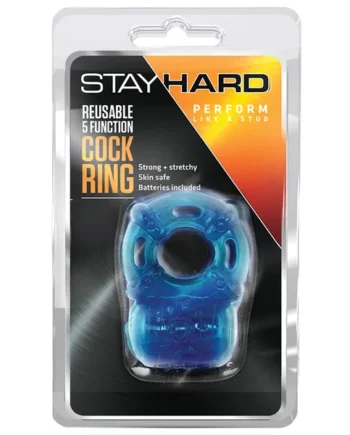 Stay Hard Reusable Blue 5-Function Vibrating Penis Ring