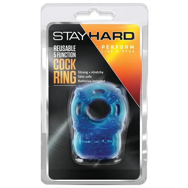 Stay Hard Reusable Blue 5-Function Vibrating Penis Ring