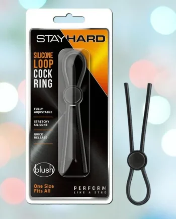 Stay Hard Silicone Loop Cock Ring - Black
