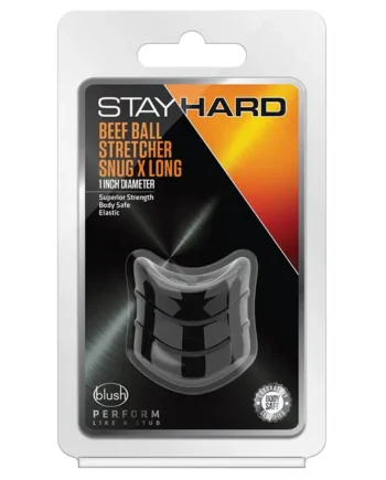 Stay Hard X-Long Snug: Black Beef Ball Stretcher - 1-Inch Diameter