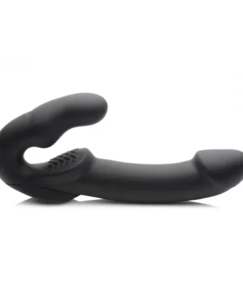 STRAP U EVOKE SUPER CHARGED BLACK VIBRATING STRAPLESS SILICONE DILDO