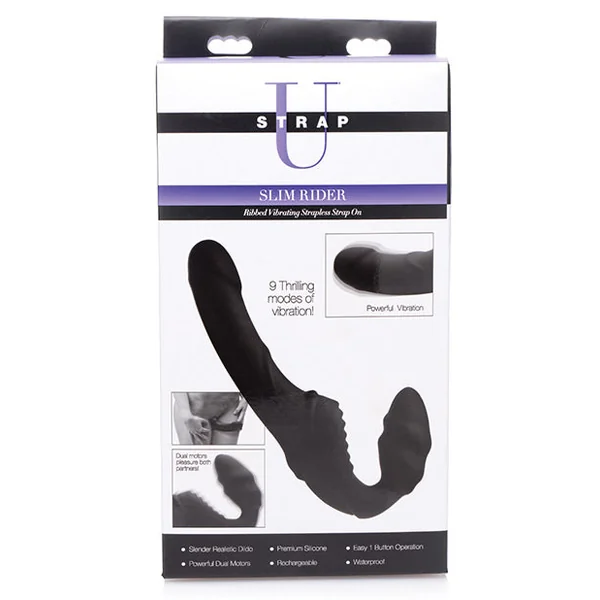 Strap U Slim Ribbed 9x Vibrating Strapless Stap On