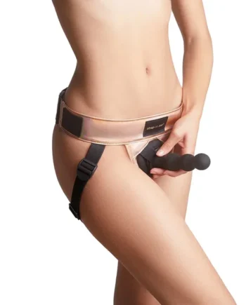 Strap-On-Me Curious Leatherette Harness Rose Gold Holographic