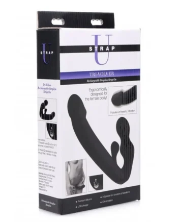 Strap-U Tri-Volver Vibrating Strapless Strap On