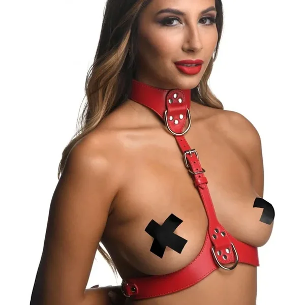 Strict Female Chest Harness, Red, M/L