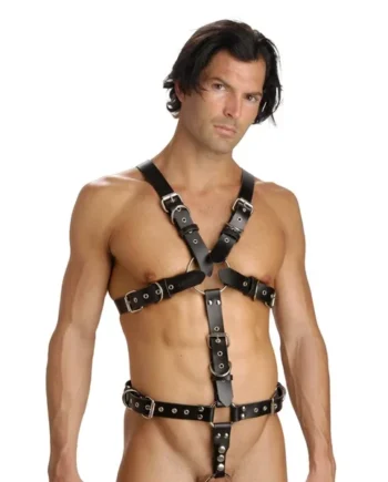 Strict Leather Body Harness with Cock Ring – Medium Large