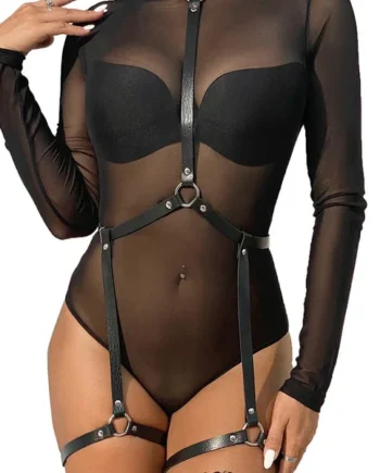 SUBBLIME - LEATHER BODY HARNESS BLACK ONE SIZE