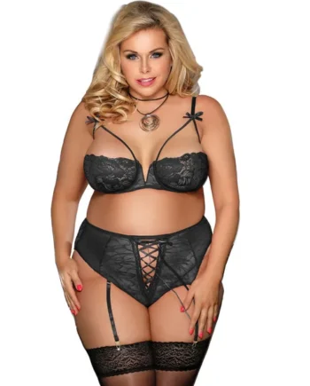 SUBBLIME - QUEEN PLUS SET SUJETADOR Y PANTIES CON LIGUERO