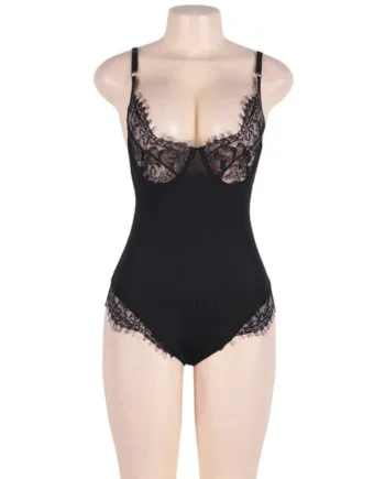 SUBBLIME - QUEEN PLUS TEDDY WITH CLEARS AND FRINGES BLACK