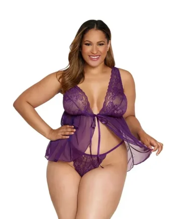 Sugar Plum Open Front Babydoll