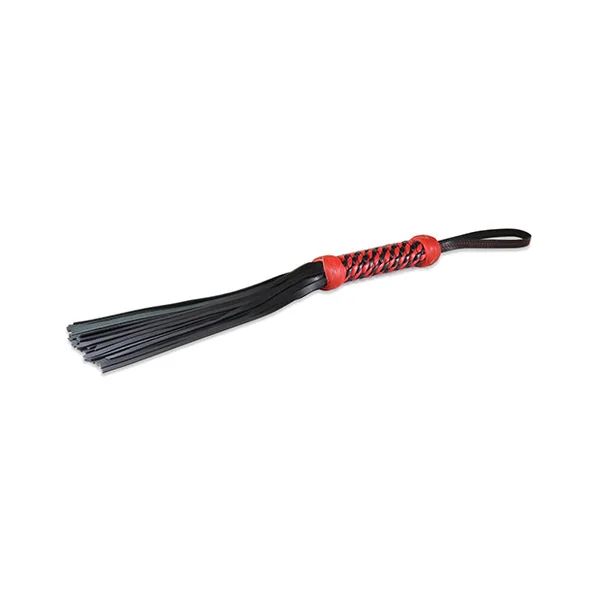 Sultra 16" Lambskin Twisted Grip Flogger - Black W-red Woven Handle