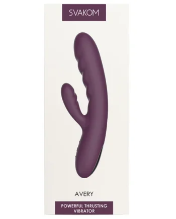 Svakom Avery Thrusting Rabbit Vibrator - Violet 7.3"