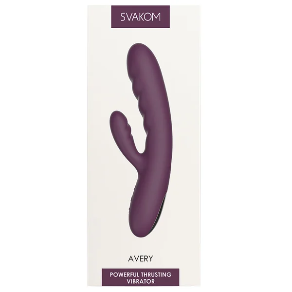 Svakom Avery Thrusting Rabbit Vibrator - Violet 7.3"