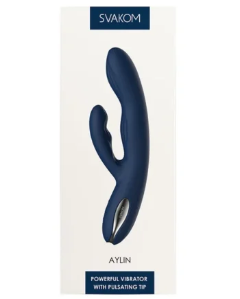 Svakom Aylin Pulsating Rabbit Vibrator - Dark Blue 8.4"
