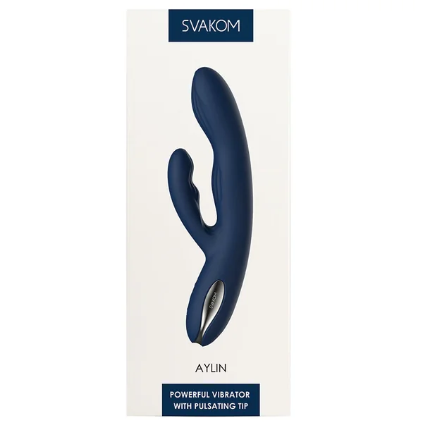 Svakom Aylin Pulsating Rabbit Vibrator - Dark Blue 8.4"