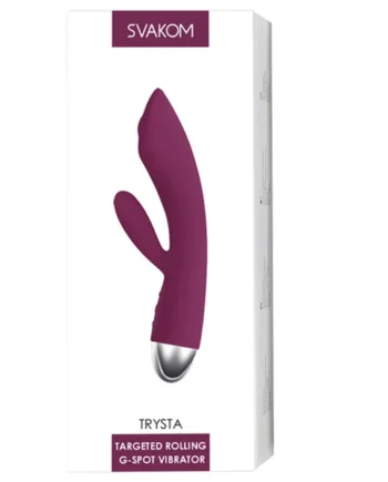 Svakom Trysta Rabbit Vibrator with Remote Control - Plum Red 7.3"