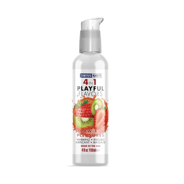 Swiss Navy 4 in 1 Playful Flavors Strawberry Kiwi Pleasure – 4 oz