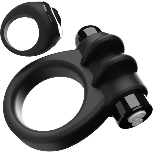 Switch Rechargeable Vibrating Silicone Cock Ring With Remote By Screaming O - Black