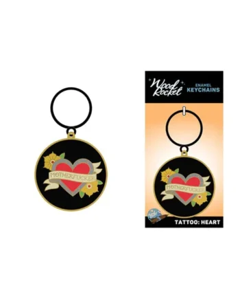Tattoo Heart Mother Fucker Keychain by Wood Rocket
