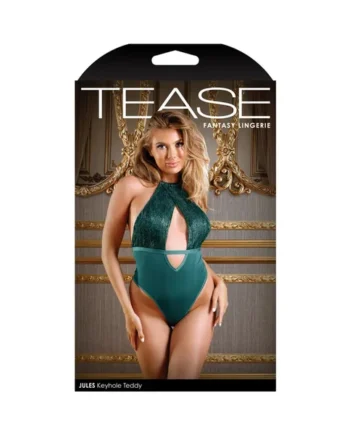 Tease Jules Keyhole Teddy With Snap Closure Dark Teal Green L/XL