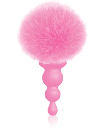 The 9's Cottontails Silicone Bunny Tail Butt Plug - Beaded Pink