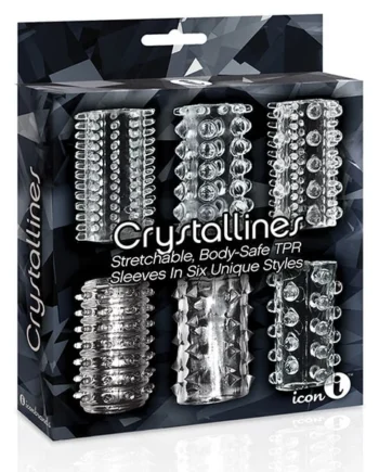 The 9's Crystalline Tpr Cock Sleeve 6 Pack - Clear