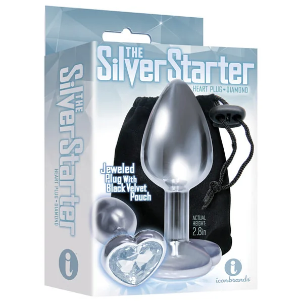 The 9's The Silver Starter Bejeweled Heart Stainless Steel Plug