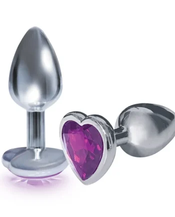 The 9's the Silver Starter Heart Bejeweled Stainless Steel Plug - Violet