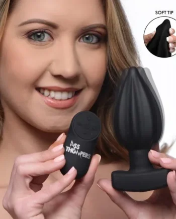 The Assterisk 10x Ribbed Silicone Remote Control Vibrating Butt Plug