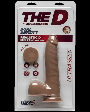 THE D REALISTIC D 7 IN SLIM W/ BALLS ULTRASKYN CARAMEL