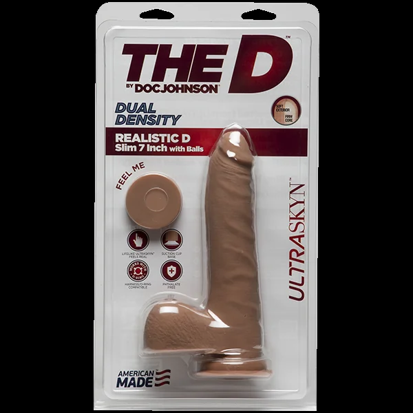 THE D REALISTIC D 7 IN SLIM W/ BALLS ULTRASKYN CARAMEL