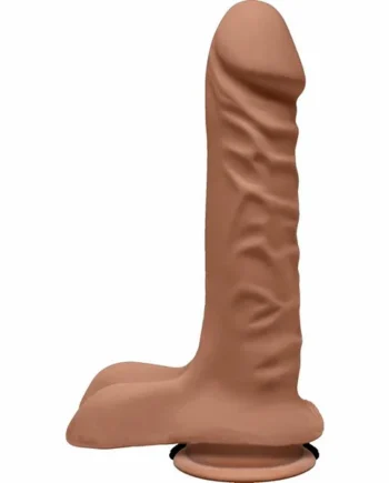 THE D SUPER D 8 W/BALLS CARAMEL TAN DILDO “