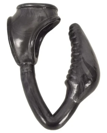 The Earl Cock and Ball Ring with Anal Plug -Black