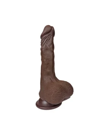 The Hookup by FUKENA – Realistic Dual Density Silicone Dildo with Balls & Suction Cup, 5.25 Inch Insertable, 1.35 Inch Max Width, Dark Skin