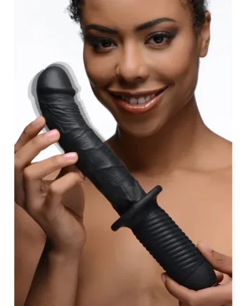 The Large Realistic 10x Silicone Vibrator With Handle