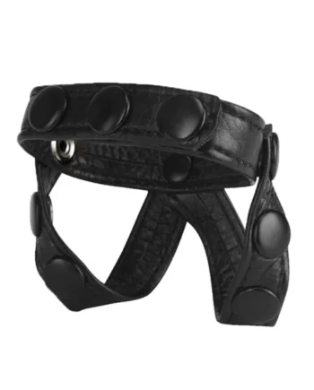 The Macho Collection v-Style Cock Ring and Ball Divider - Black