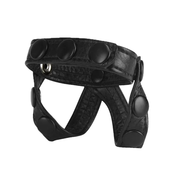 The Macho Collection v-Style Cock Ring and Ball Divider - Black