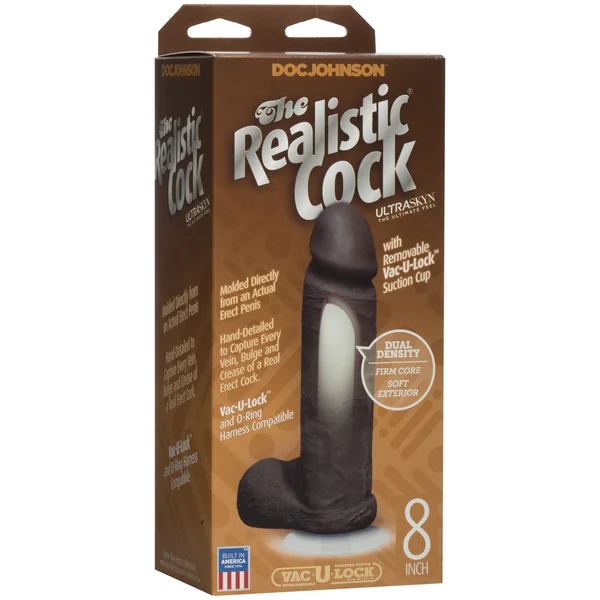 The Realistic Cock Ultraskyn 8 Inch - Black