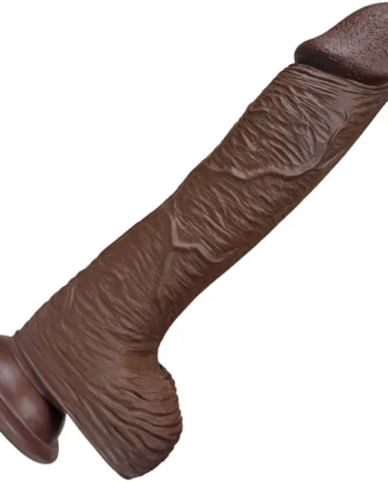 The Seaman 7.5 Inch Silicone Realistic Dildo With Balls & Suction Cup Base By Fukena - Chocolate