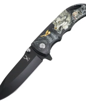 TheBoneEdge 7″ Stainless Steel Angry Wolf Spring Assisted Foldin