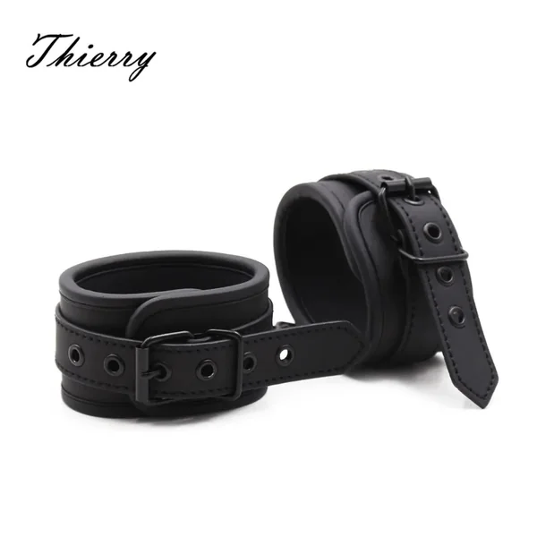 Thierry Adjustable Erotic PU Leather Handcuffs – Wrist & Ankle Cuffs Bondage Restraints | BDSM Sex Toys & Exotic Accessories