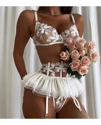Three Piece Embroider Sexy Underwear Suit