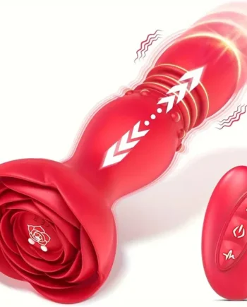 Thrusting Anal Butt Plug Vibrating Remote Control Rose Adult Sex Toy